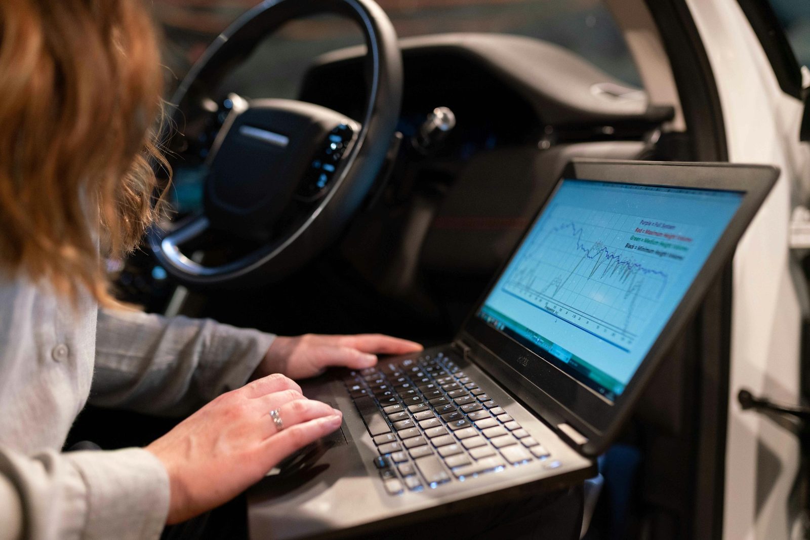 Digitale Fahrzeugdiagnose am Laptop